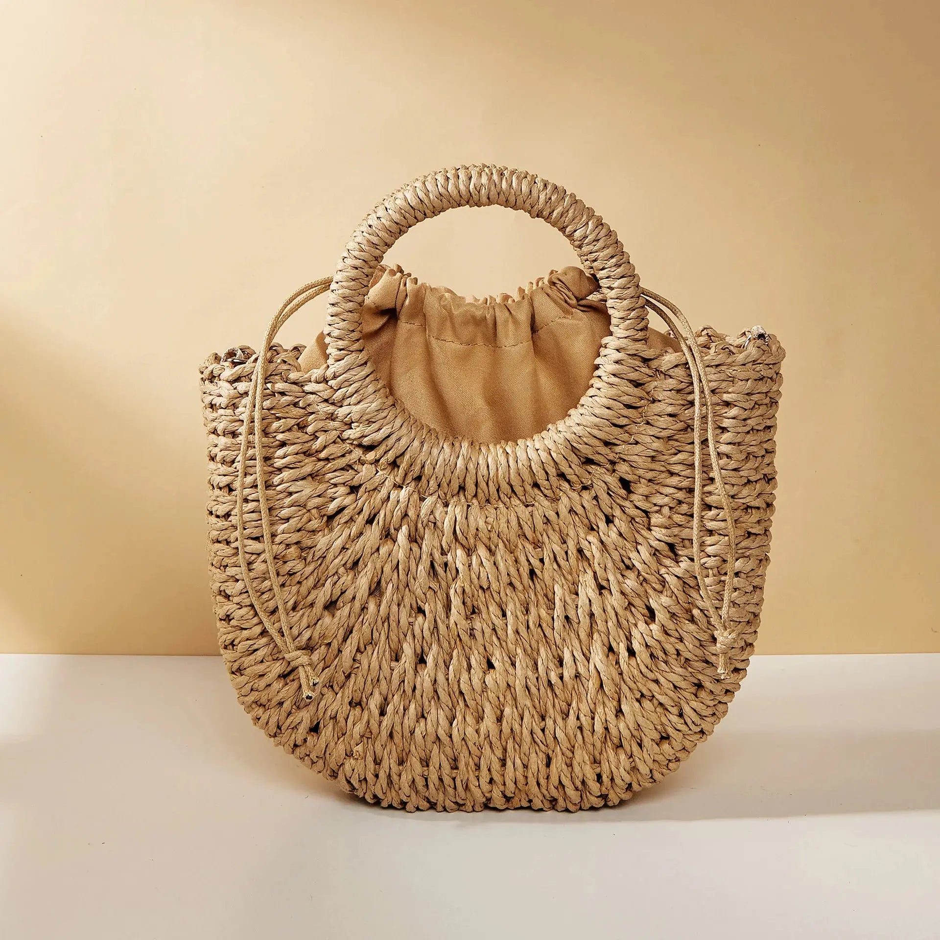 Handwoven Straw Rattan Half-Moon Beach Handbag Large Capacity Women Summer Hollow Out Crossbody Shoulder Bag - Image #4