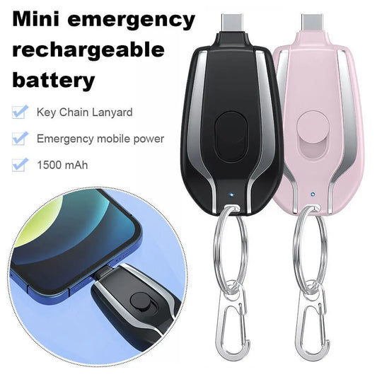 1500mAh Mini Power Emergency Pod Keychain Charger With Type-C Ultra-Compact Mini Battery Pack Fast Charging Backup Power Bank - Image #1