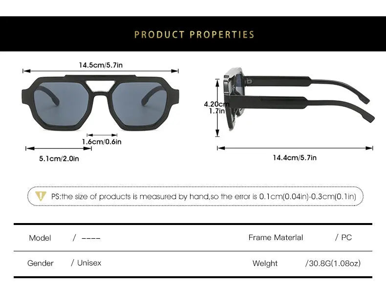 Polygon Double Beam Sunglasses Pilot Sunshade Sunglasses - Image #8