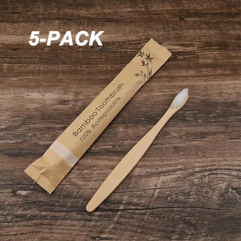 1/5/10Pcs Bamboo Toothbrush Eco Friendly Biodegradable Soft Bristle Resuable Wooden Tooth Brush Oral Care for Home Travel Hotel - Image #6