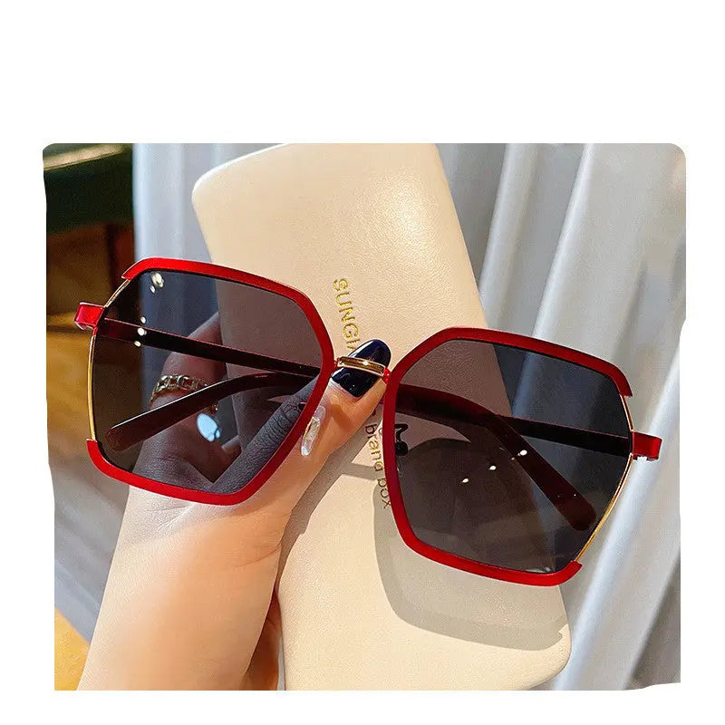 Ins Vintage Half-Frame Sunglasses Summer Oversize Metal Square Eyewear Uv400 Outdoor Sunscreen Women UV Protection Sunglasses - Image #8