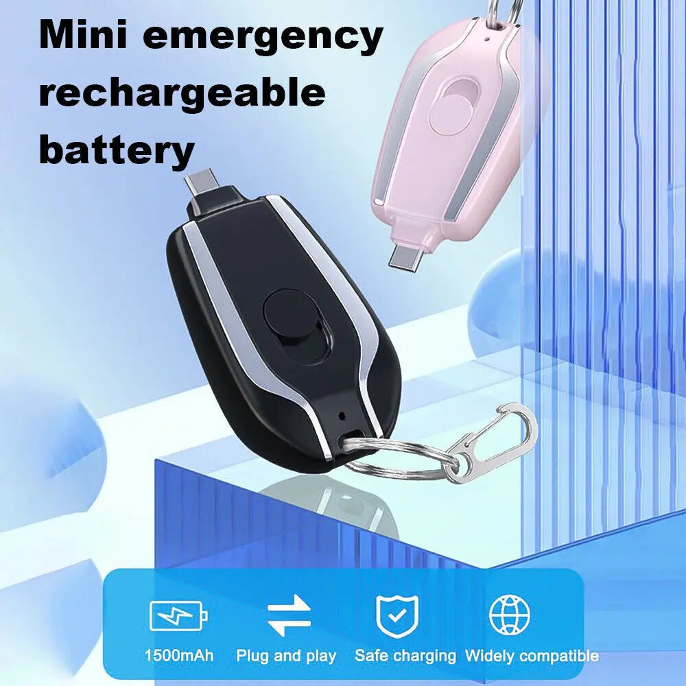 1500mAh Mini Power Emergency Pod Keychain Charger With Type-C Ultra-Compact Mini Battery Pack Fast Charging Backup Power Bank - Image #6