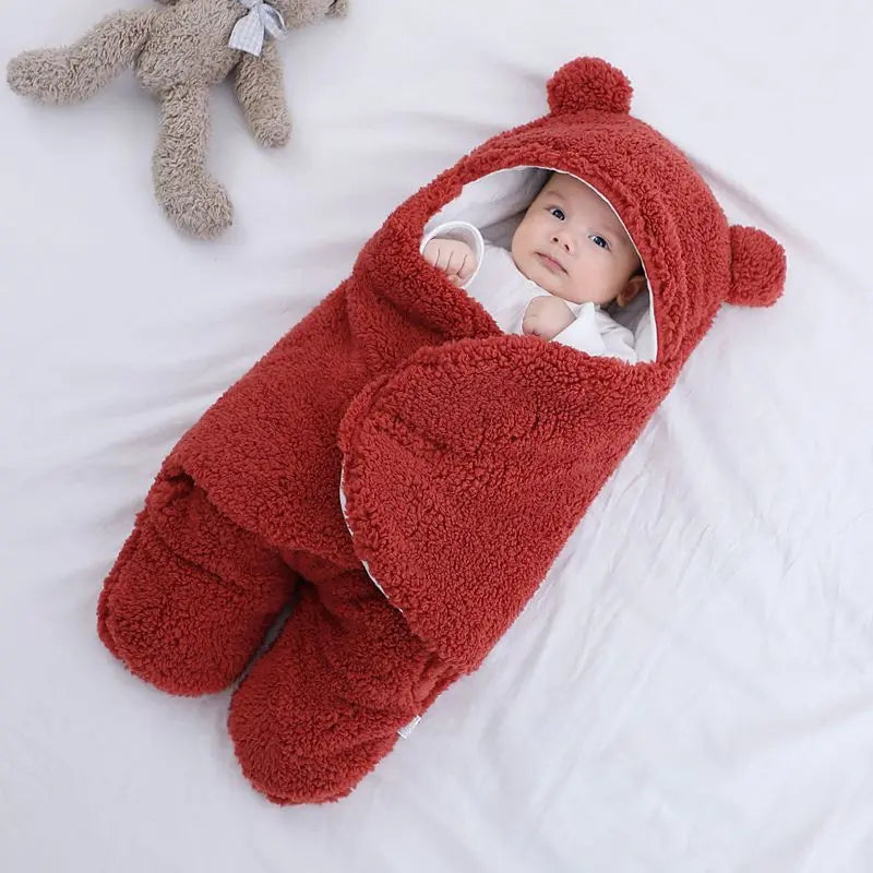 Cross border mother and baby products, newborn lamb plush blanket, baby cotton clip, autumn and winter thickened split leg sleeping bag, baby blanket - Image #1