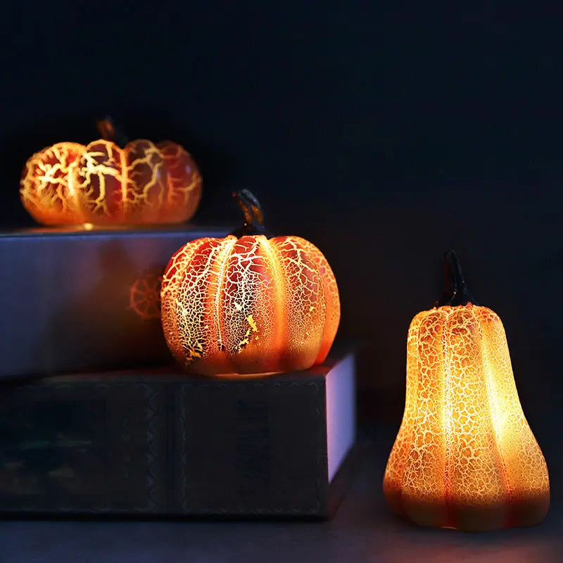 New Halloween Pumpkin Lantern Simulation Pumpkin LED Candle Lamp Resin Luminous Pumpkin - Image #1