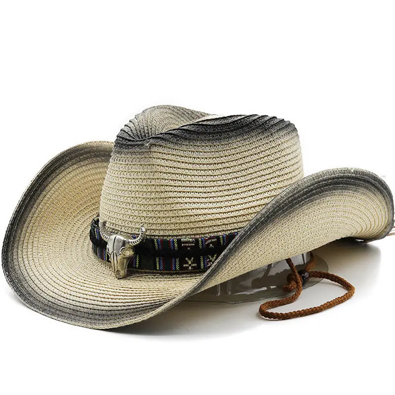 Denim Ethnic Style Straw Hat Men And Women Outdoor - Image #1