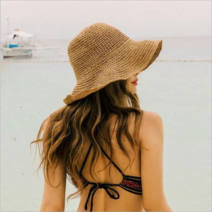 Summer Outing Sunscreen Hat for Women with Foldable Straw Hats Holiday Cool Hat Beach Hat - Image #2