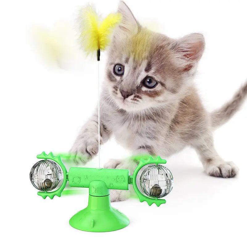 Cat Rotating Windmill Multi-Function Toys Itch Scratching Device Teeth Shining Toy - Image #26