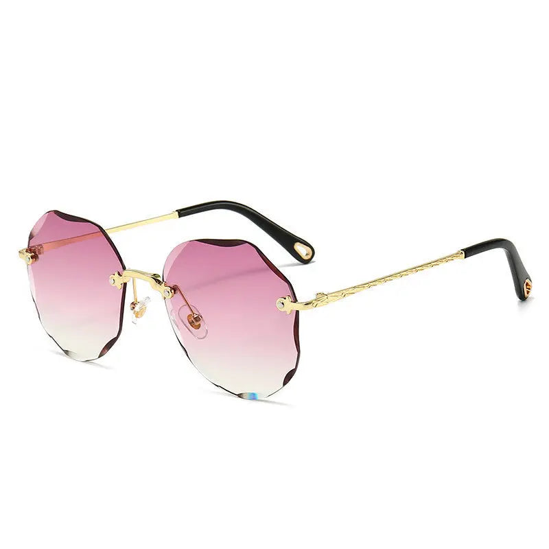 Polygonal Sunglasses Women Rimless Trimmed Sunglasses - Image #5