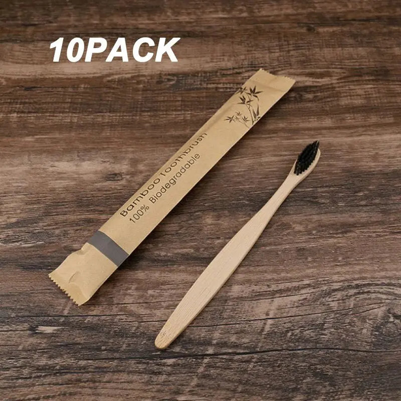 1/5/10Pcs Bamboo Toothbrush Eco Friendly Biodegradable Soft Bristle Resuable Wooden Tooth Brush Oral Care for Home Travel Hotel - Image #7