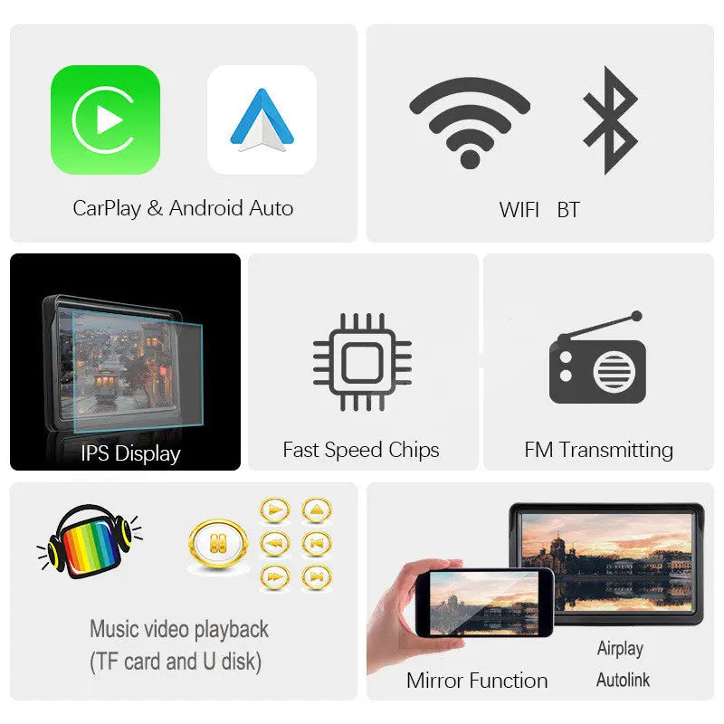 7 IPS Car Smart Screen Wireless Carplay Auto Mobile Phone Projection Screen Navigation - Image #4