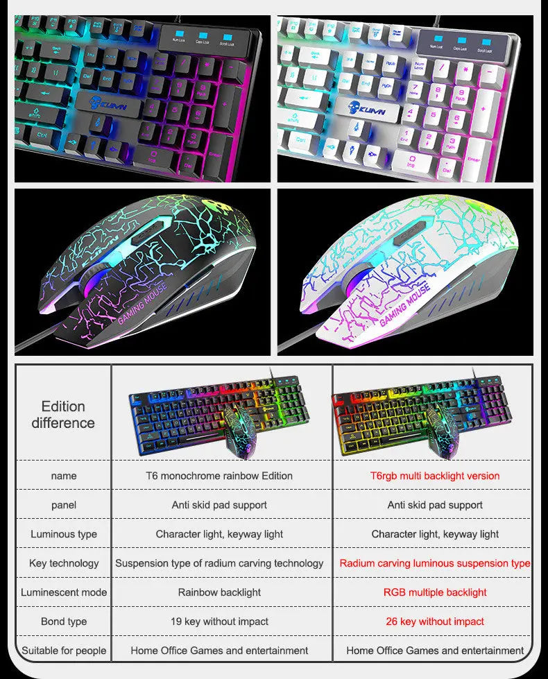 Kuiying T6RGB Luminous Keyboard And Mouse Set - Image #6