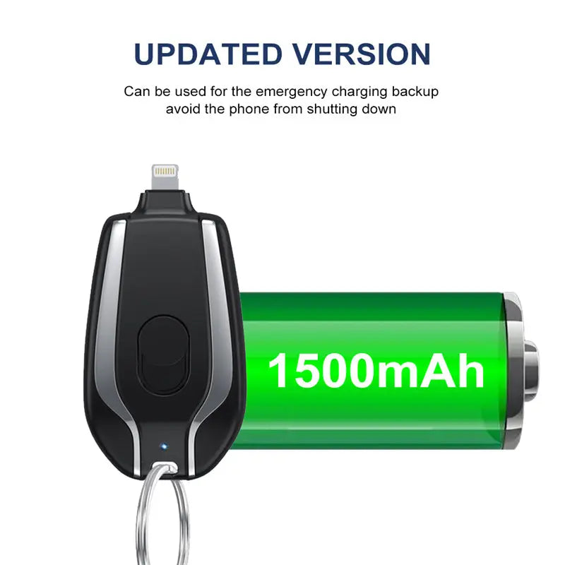 1500mAh Mini Power Emergency Pod Keychain Charger With Type-C Ultra-Compact Mini Battery Pack Fast Charging Backup Power Bank - Image #7