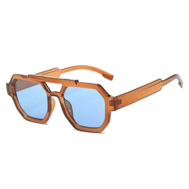 Polygon Double Beam Sunglasses Pilot Sunshade Sunglasses - Image #2