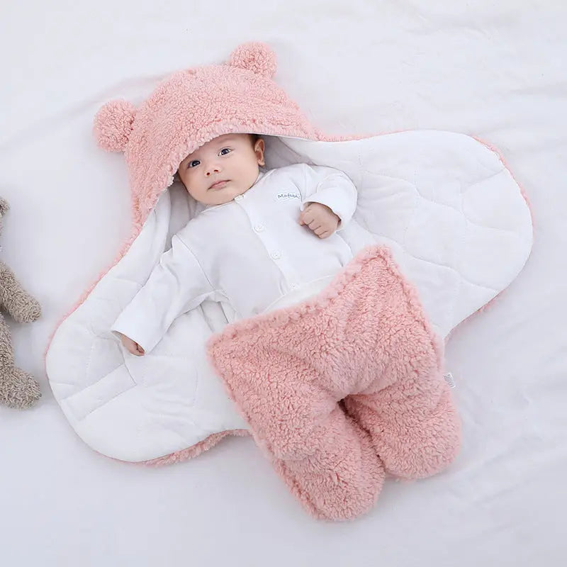 Cross border mother and baby products, newborn lamb plush blanket, baby cotton clip, autumn and winter thickened split leg sleeping bag, baby blanket - Image #4