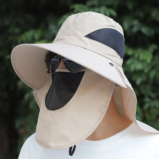 Summer Sunhat Men's Sun Protection Hat With Shawl And Neck Protection Design Breathable Anti-UV And Insect-proof Hiking Fishing Hat Outdoor - Image #1