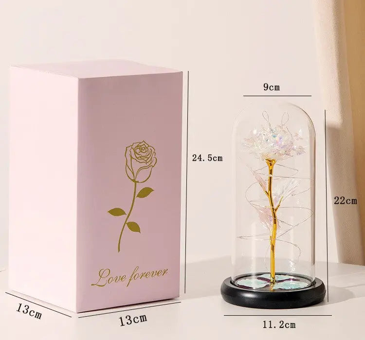 Valentines Day Gifts for Girlfriend Eternal Rose Fake Flowers LED Light In Glass Cover Day Wedding Decoration Favors Female Gift - Image #6