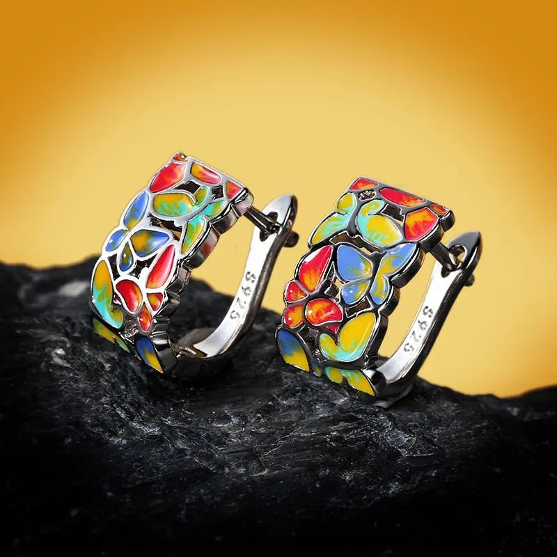 Bohemian Butterfly Earrings Fashion Enamel Glaze Flower - Image #3