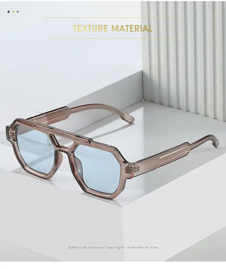 Polygon Double Beam Sunglasses Pilot Sunshade Sunglasses - Image #7