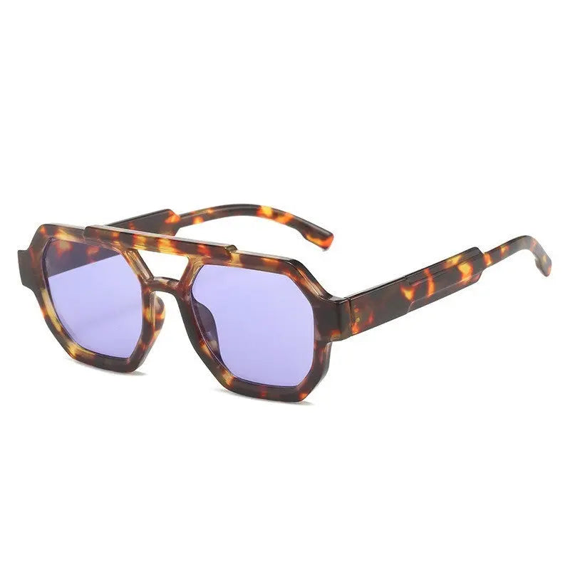 Polygon Double Beam Sunglasses Pilot Sunshade Sunglasses - Image #5