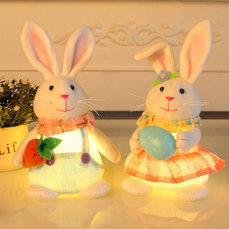 Easter Cartoon Cute Newspaper Egg Radish Luminous Rabbit Tabletop Decoration - Image #1