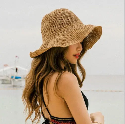 Summer Outing Sunscreen Hat for Women with Foldable Straw Hats Holiday Cool Hat Beach Hat - Image #1