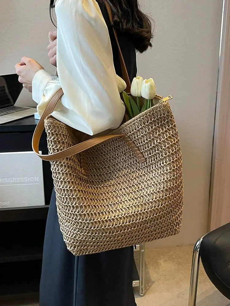 Women's Bag Spring and Summer Simplicity All-Match Super Hot Straw Woven Bag - Image #4