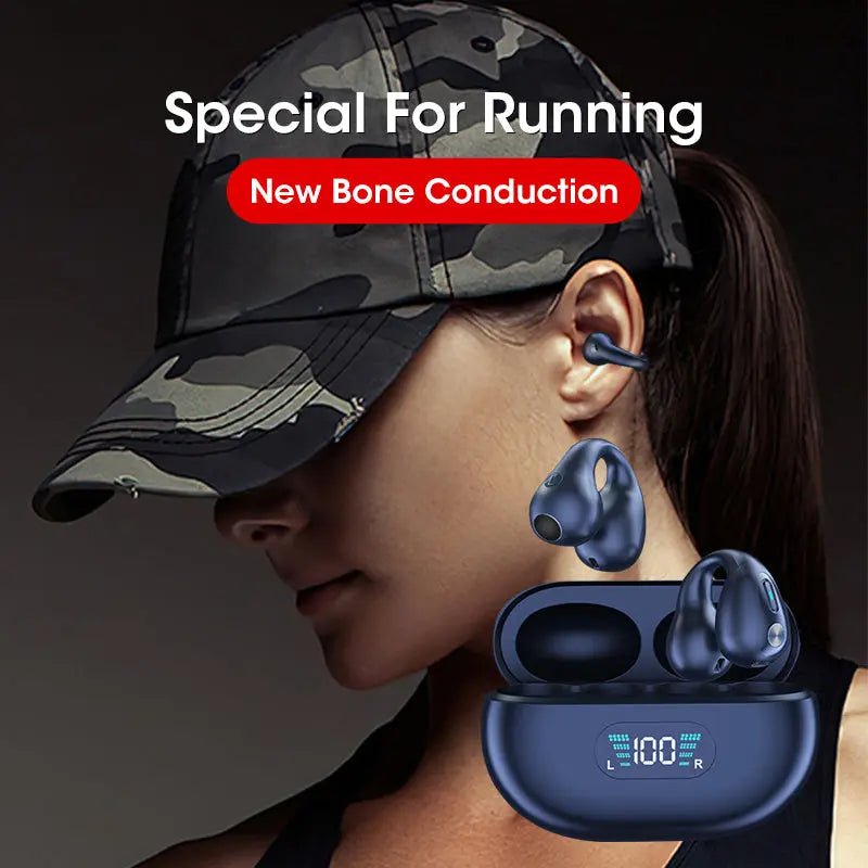 Bone Conduction Headphones TWS Earbuds Ear Clip Bluetooth 5.3 Touch Wireless Earphone In-Ear Bass HIFI Sports Headset - Image #1