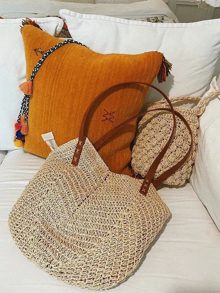 Vacation Style Ins Shoulder Seaside Photograph Straw Bag - Image #2