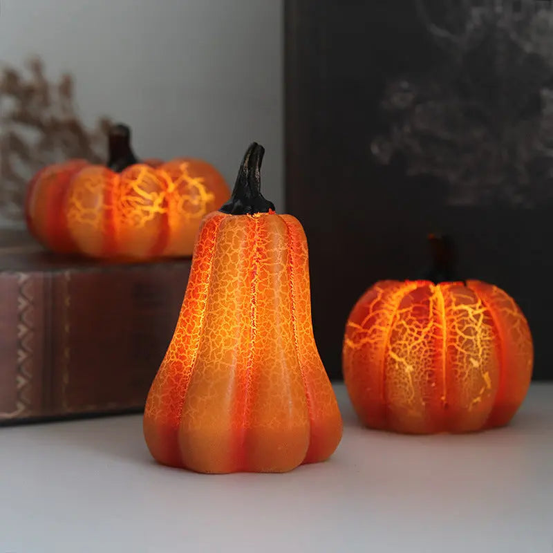 New Halloween Pumpkin Lantern Simulation Pumpkin LED Candle Lamp Resin Luminous Pumpkin - Image #2