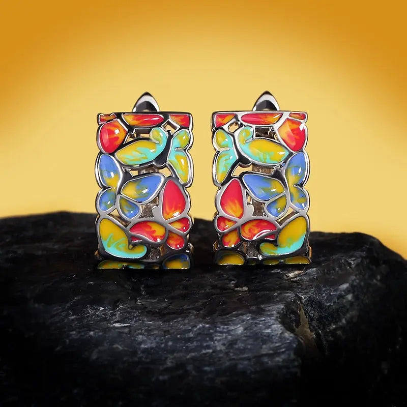 Bohemian Butterfly Earrings Fashion Enamel Glaze Flower - Image #4