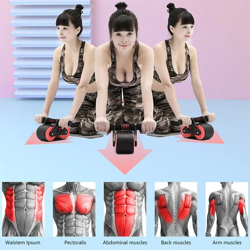 Double Wheel Abdominal Exerciser Women Men Automatic Rebound Ab Wheel Roller Waist Trainer Gym Sports Home Exercise Devices - Image #6