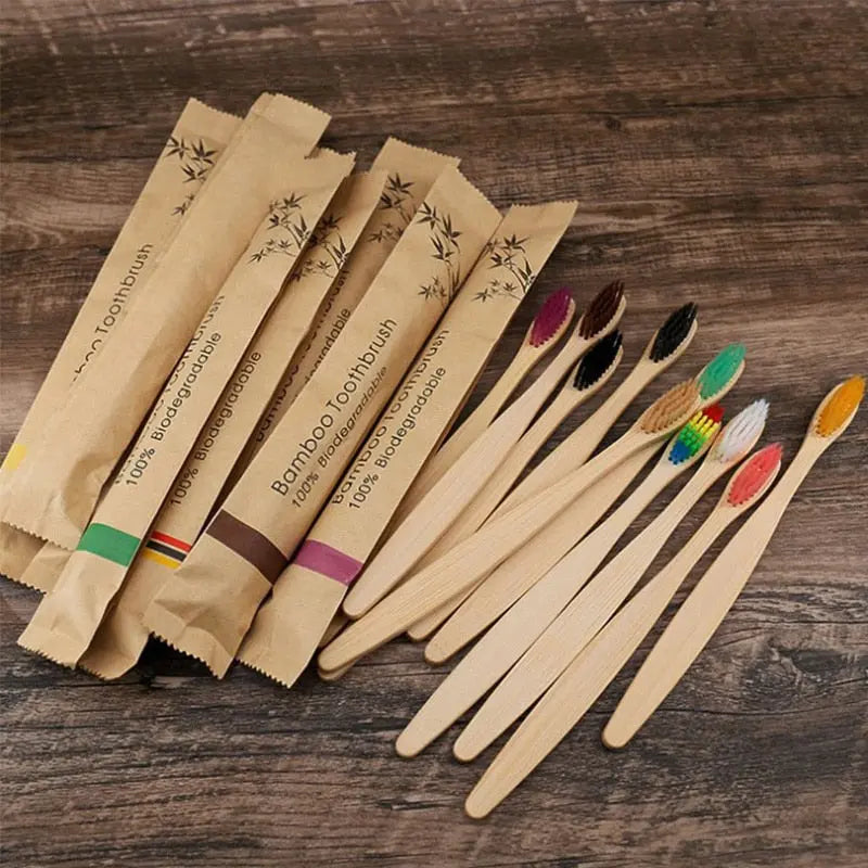 1/5/10Pcs Bamboo Toothbrush Eco Friendly Biodegradable Soft Bristle Resuable Wooden Tooth Brush Oral Care for Home Travel Hotel - Image #10