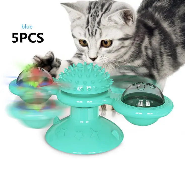 Cat Rotating Windmill Multi-Function Toys Itch Scratching Device Teeth Shining Toy - Image #19