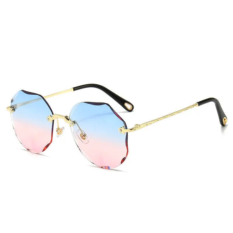 Polygonal Sunglasses Women Rimless Trimmed Sunglasses - Image #3