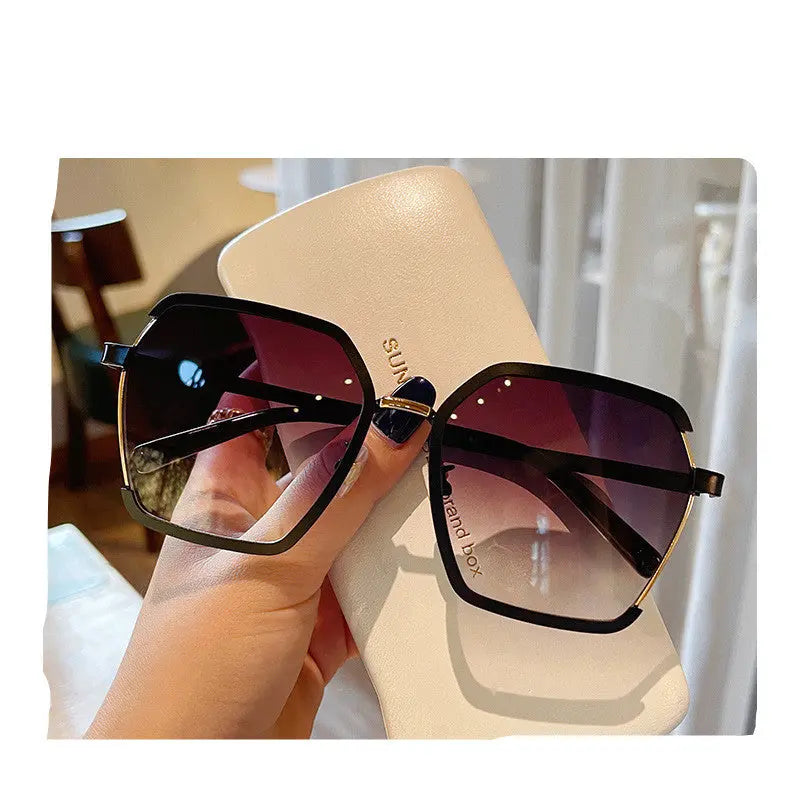 Ins Vintage Half-Frame Sunglasses Summer Oversize Metal Square Eyewear Uv400 Outdoor Sunscreen Women UV Protection Sunglasses - Image #10