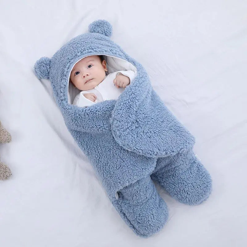 Cross border mother and baby products, newborn lamb plush blanket, baby cotton clip, autumn and winter thickened split leg sleeping bag, baby blanket - Image #5