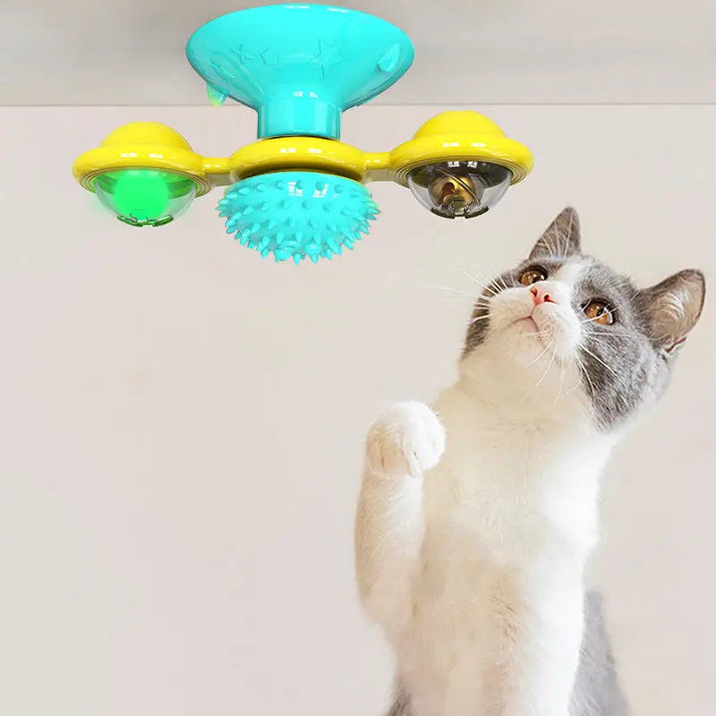 Cat Rotating Windmill Multi-Function Toys Itch Scratching Device Teeth Shining Toy - Image #4