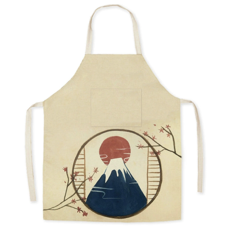 Pocket Fabric Japanese Style Gift Household Chinese Fad Oil-Proof Painting Kitchen Adult Sleeveless Neck-Hanging Apron