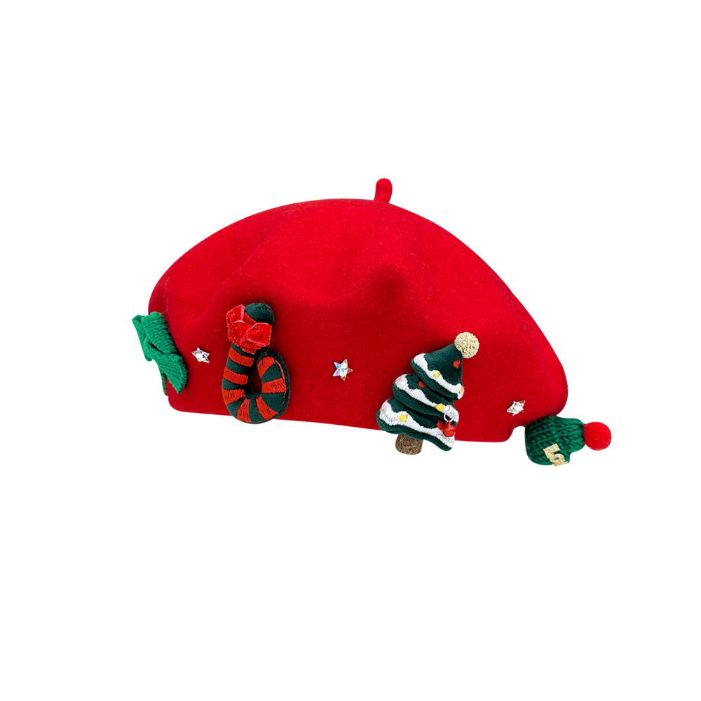 Japanese Style Red Christmas Women's Winter Beret