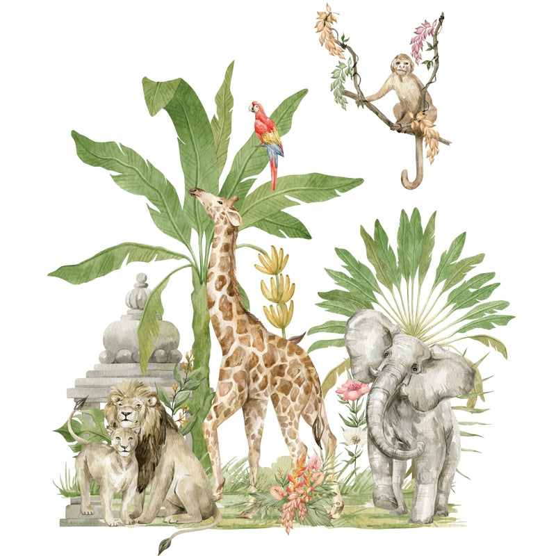 Elephant Giraffe Monkey Children's Room Rainforest