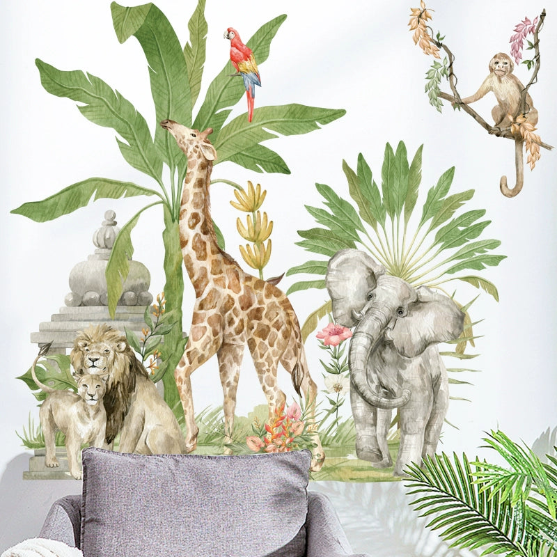 Elephant Giraffe Monkey Children's Room Rainforest