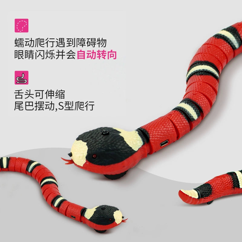 Cat Toy Snake Artificial Electric Self-Hi Relieving Stuffy Handy Gadget Cat Cat Kitten Automatic Cat Teaser Remote Control Pet Net Red