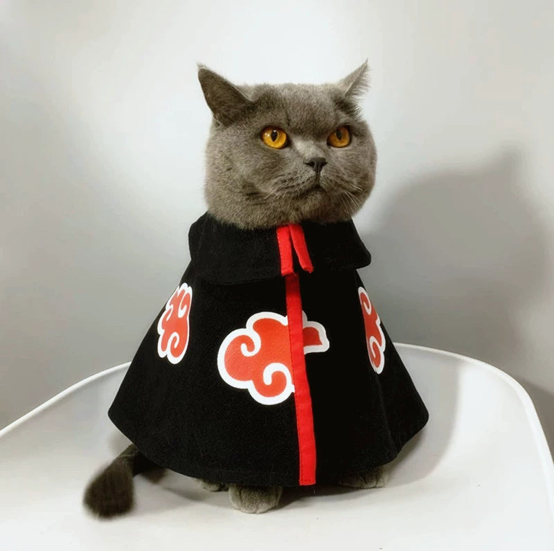 Naruto Organization Cat Red Cloud Cloak Pet Cat Clothes Summer Thin Anti-Hair Loss Cos Ninja Dress-up