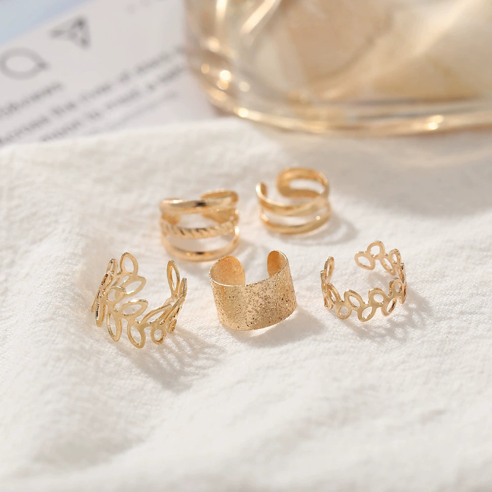 Distinctive Golden Leaves Hollow 10 Pieces Ear Clip