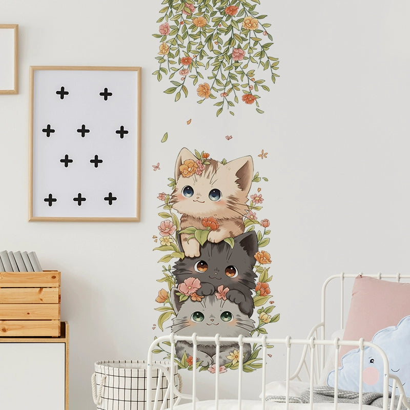 Cute Cartoon Animal Cat Wall Sticker Children's Room Bedroom Baseboard Kindergarten Classroom Decoration