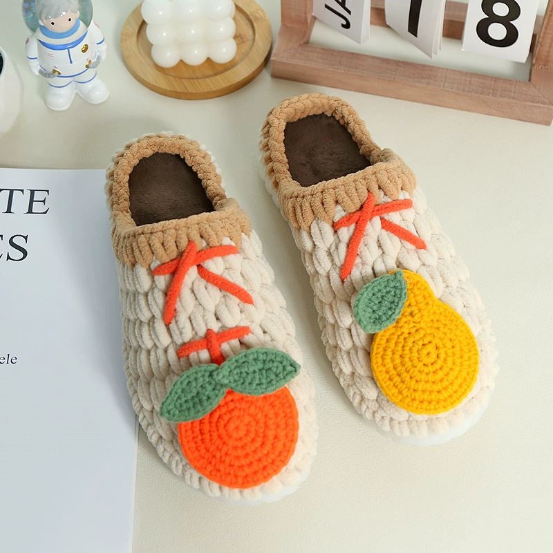 DIY Christmas Cotton Slippers Crochet Thick Ice Thread