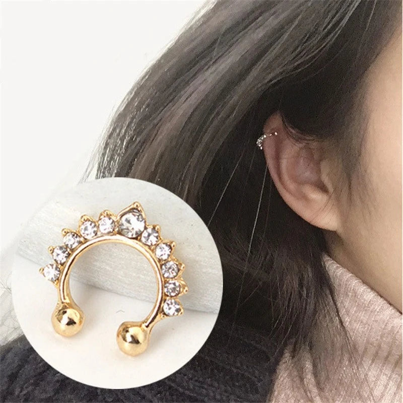 12Pcs Earcuff Golden Leaves Non-Piercing Jewelry Brincos U-Shaped Clip Earrings For Women Men Wholesale