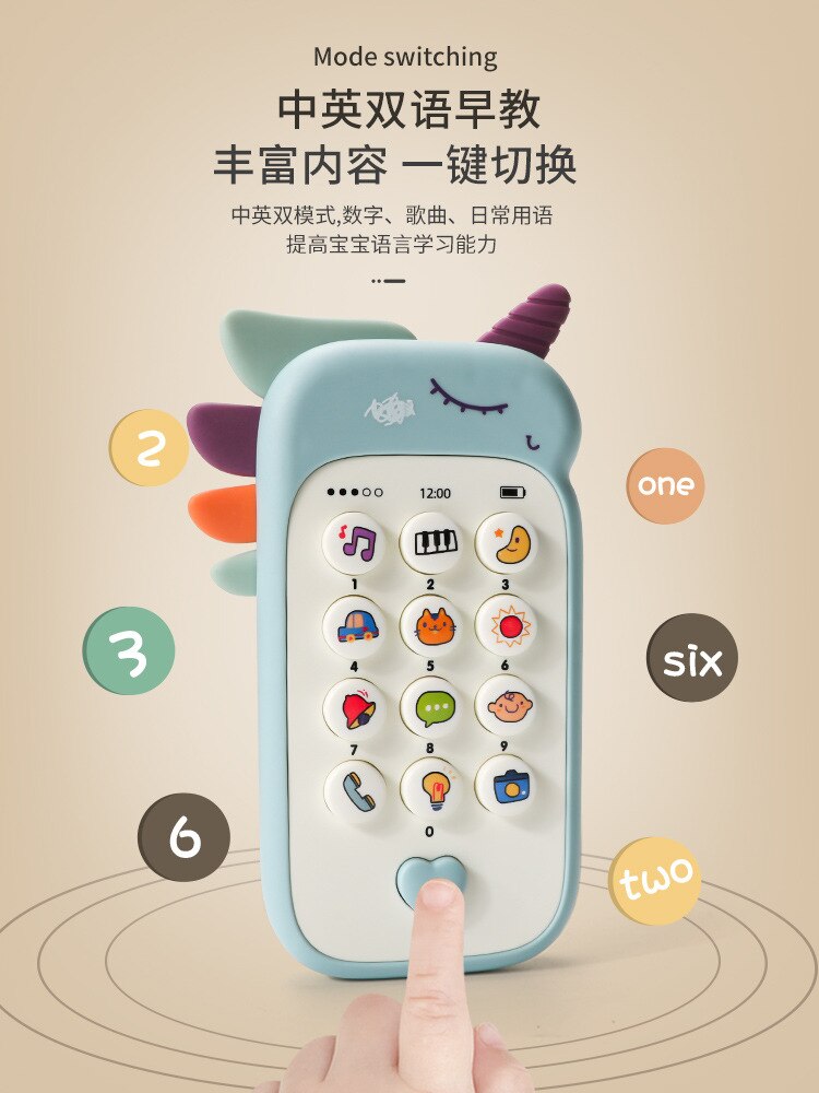 Baby Phone Toy Music Sound Telephone Sleeping Toys With Teether Simulation Phone Kids Infant Early Educational Toy Kids Gifts