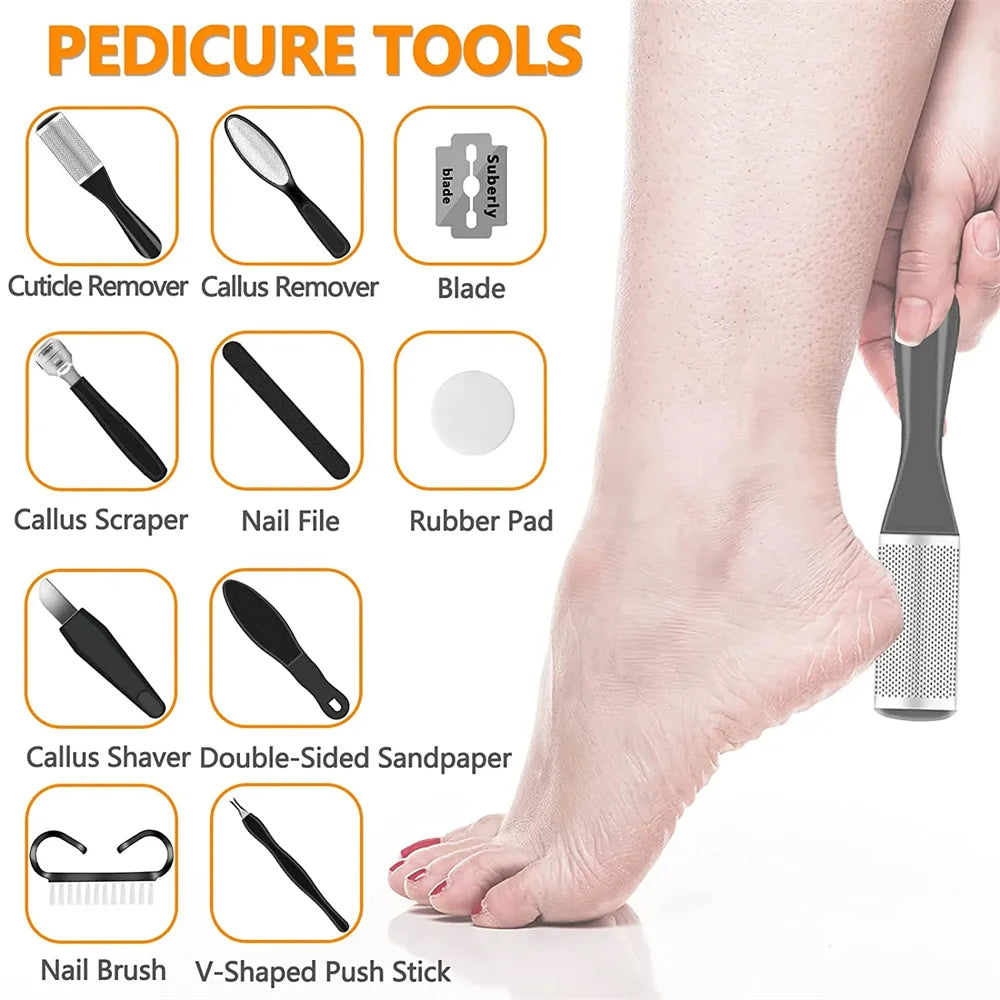 3 Heads Electric Foot File Callus Remover Professional Pedicure Machine Tools Rechargeable Waterproof Heel Dead Skin Scrubber