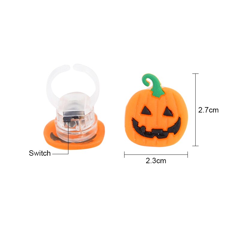 10pcs Halloween LED Flashing Light Rings Horror Pumpkin Ghost Spider Glow Finger Rings For Kids Halloween Party Cosplay Supplies